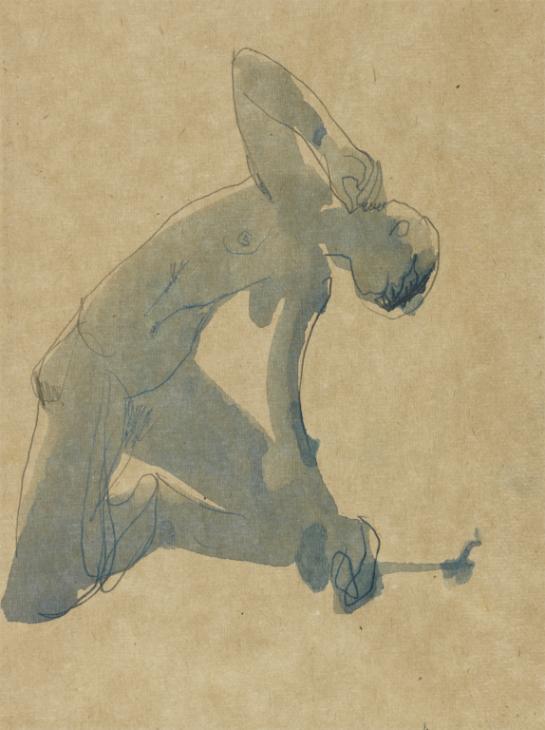 Sketch Of A Female Nude On Her Knees Felicia Browne Tate Archive