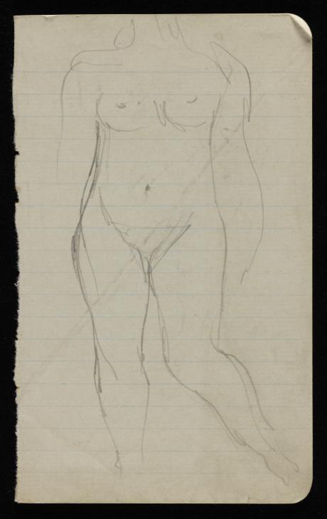 Sketches Of A Standing Female Nude And A Profile Sketch Of A