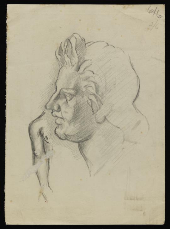 Sketch Of A Profile Of A Female Head And A Partially Drawn Male Nude