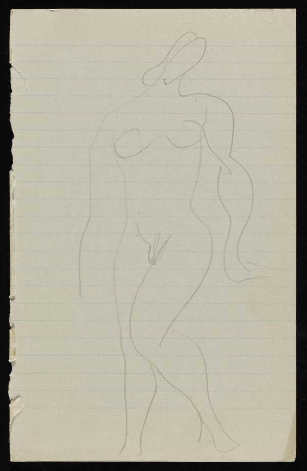 Sketch Of A Nude Figure And A Sketch Of The Back Of A Walking Female