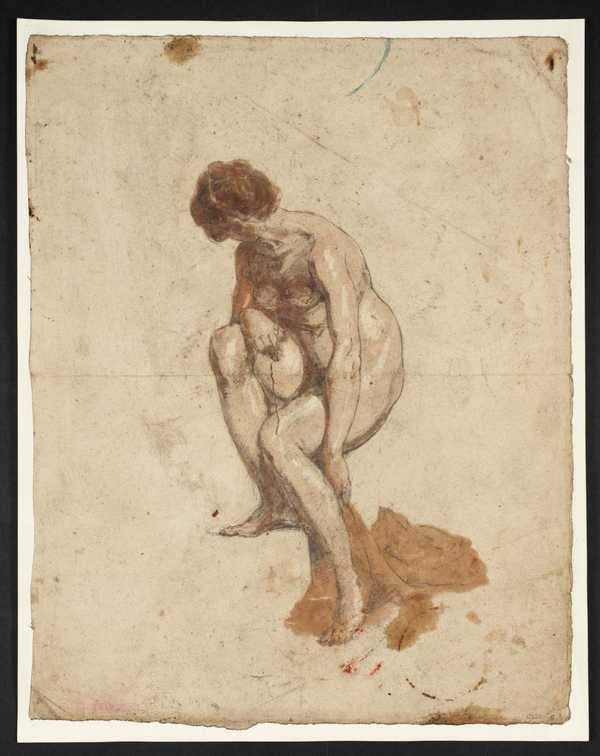 Female Life Study Seated Nude Figure With Head Turned Joseph