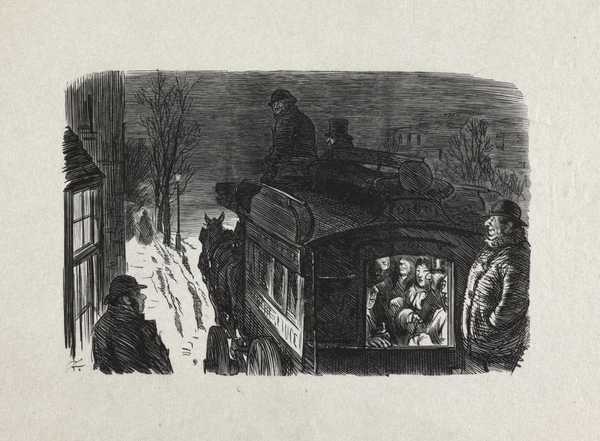 Wood Engraving Titled The Last Bus Charles Samuel Keene 5 February