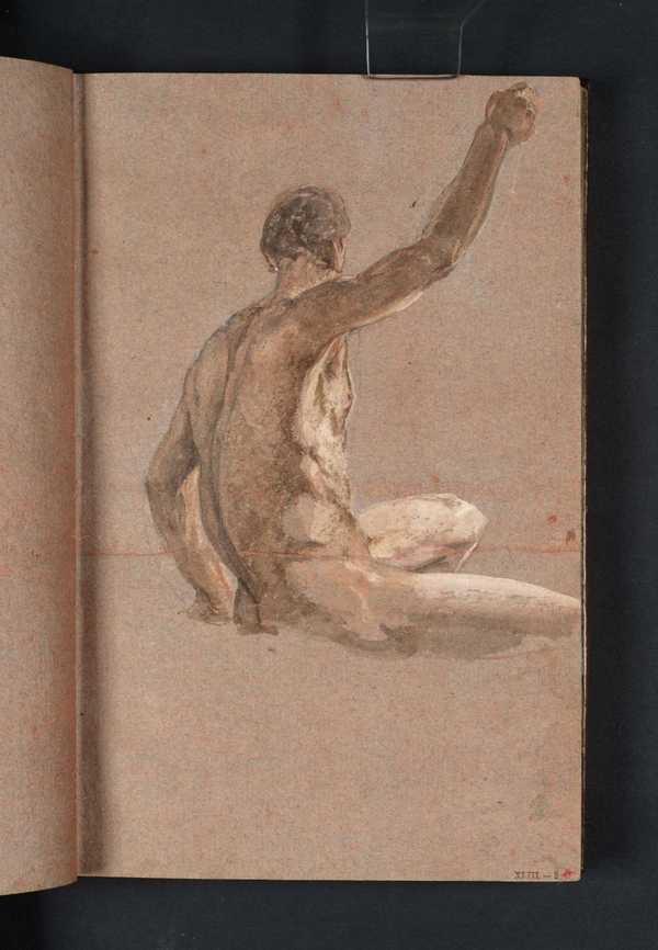 A Seated Male Nude With Raised Right Arm Seen From Behind Joseph