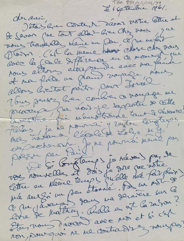 Letter From Jacques Lipchitz To Pierre Dubaut Jacques Lipchitz