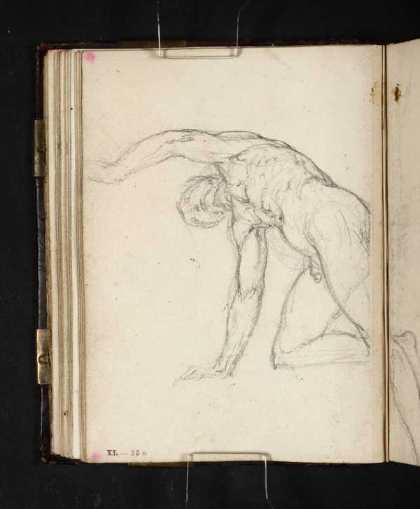 Study Of A Kneeling Male Nude With Raised Left Arm Joseph Mallord