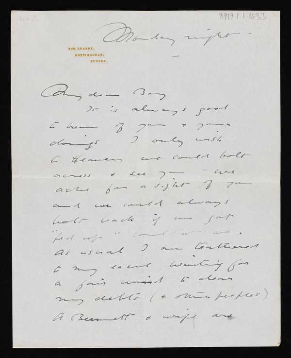 Letter To Ben Nicholson From His Father William Featuring Sketches Of