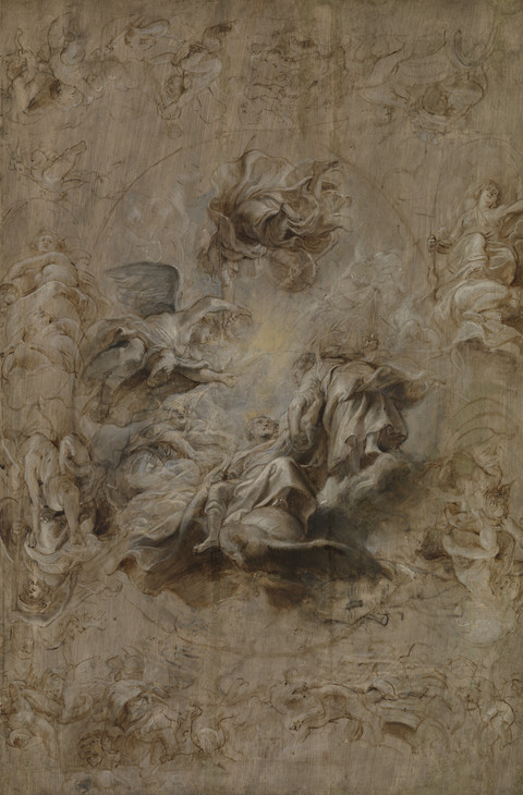 Sir Peter Paul Rubens 'The Apotheosis of James I and Other Studies: Multiple Sketch for the Banqueting House Ceiling, Whitehall' circa 1628-30