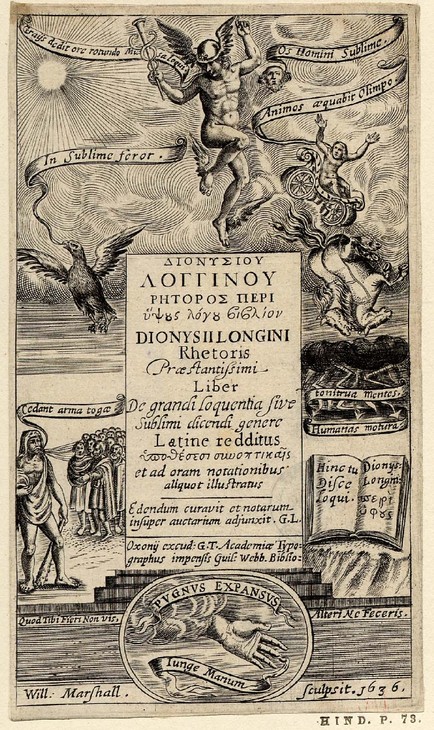 William Marshall 'Titlepage to Longinus 'Rhetoris Liber' (Oxford, 1636)' 1636