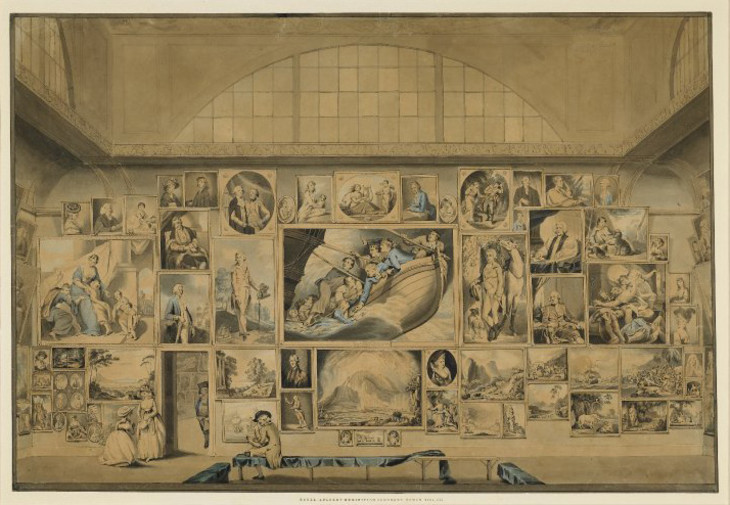 Edward Francis Burney 'West Wall, The Great Room, Somerset House, the main space of the summer exhibition of the Royal Academy of Arts'