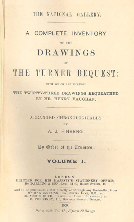Title page for the first volume of Finberg's inventory from 1909