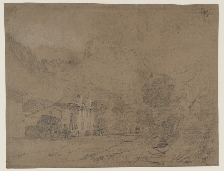 Joseph Mallord William Turner 'The Post House, Voreppe with the Grand Aiguille Beyond, with Turner's Cabriolet' 1802