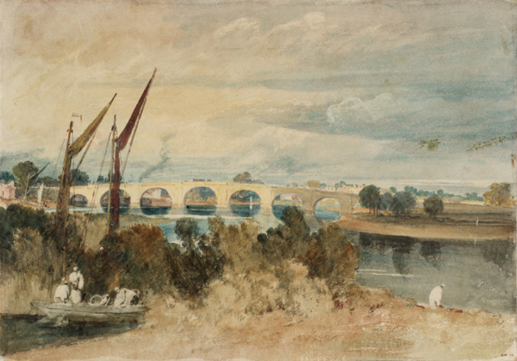 Joseph Mallord William Turner 'The River Thames and Kew Bridge, with Brentford Eyot in the Foreground and Strand-on-Green Seen through the Arches: Low Tide Thames' 1805