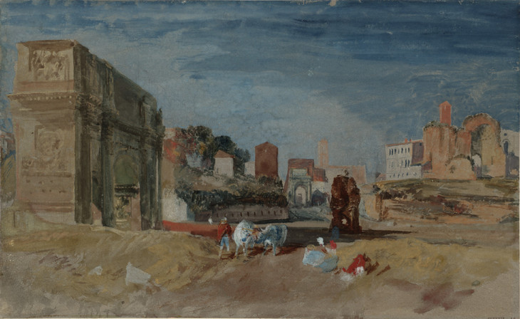 Joseph Mallord William Turner 'View of the Arch of Titus and the Temple of Venus and Roma, from the Arch of Constantine and the Meta Sudans, Rome' 1819