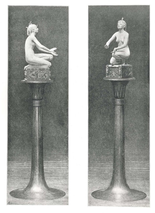 Period photographs showing original pedestal for'Applause' 1893