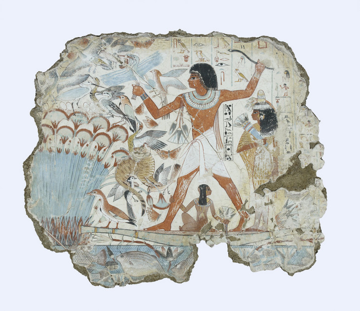 Scene of fowling in the marshes from the tomb-chapel of Nebamun, 18th dynasty, c.1390 BC