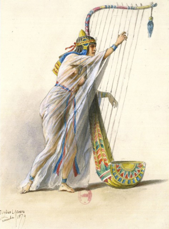 Pierre-Eugène Lacoste ''Harp Player' costume design (1879–1880) for the Paris Opening of Aida at the Opéra de Paris (Salle Garnier) March 22 1880'
