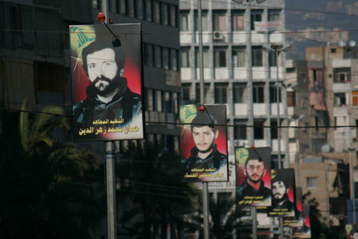 Posters of Hezbollah martyrs in the southern suburbs of Beirut, 2006.