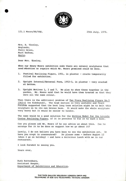 Ruth Rattenbury 'Ruth Rattenbury, Letter to Mrs. Tinsley,' 25 July 1978