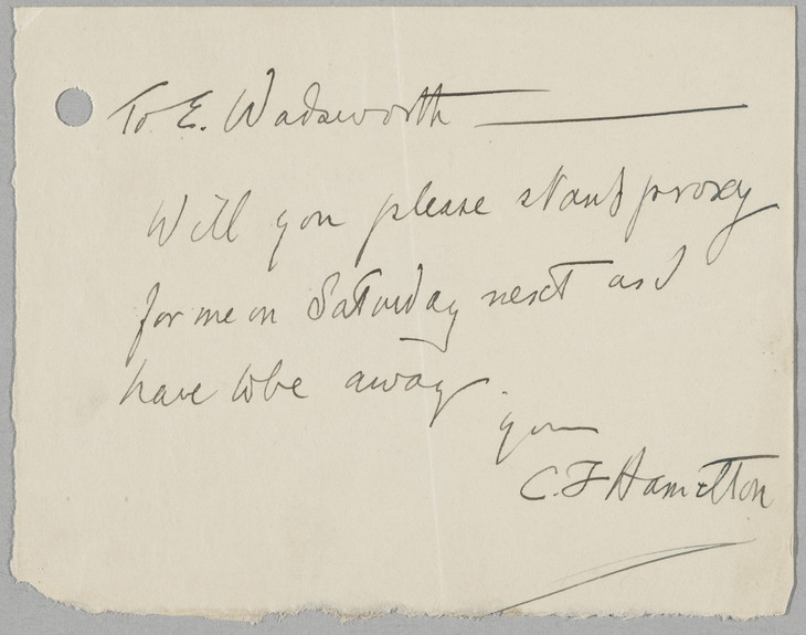 Cuthbert Hamilton 'Letter to Edward Wadsworth' Before 6 December 1913