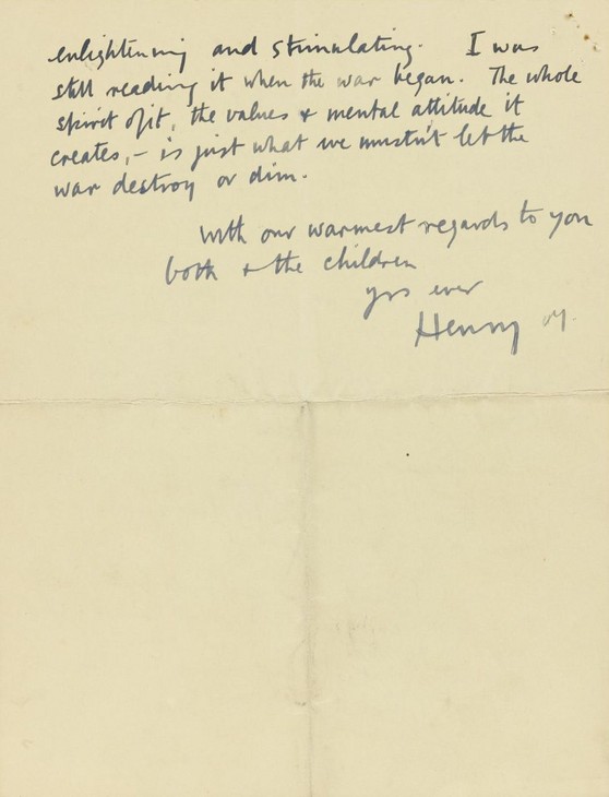 Henry Moore 'Letter to Sir Kenneth Clark' 1 October 1939