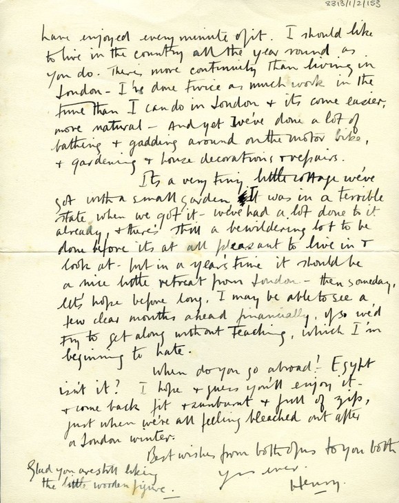 Henry Moore 'Letter to Paul Nash' 15 September 1933