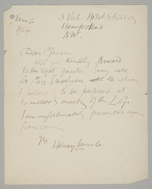 Henry Lamb 'Letter to James Bolivar Manson' 2 January 1914