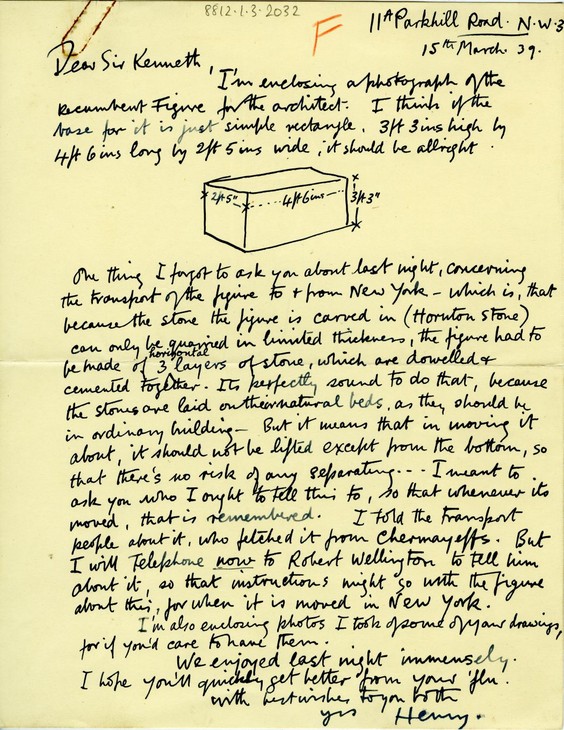 Henry Moore 'Letter to Sir Kenneth Clark' 15 March 1939
