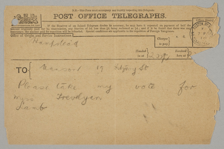 Henry Lamb 'Telegram to James Bolivar Manson' 7 February 1914
