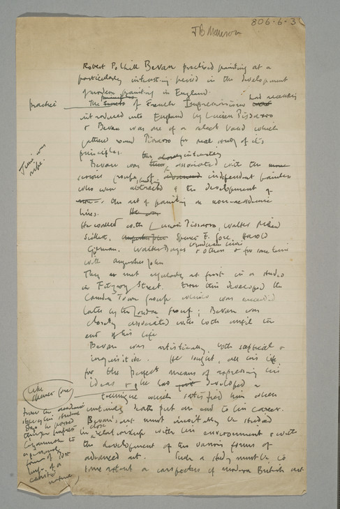James Bolivar Manson 'Draft Tribute to Robert Bevan' c.1925