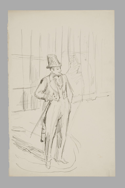 Walter Richard Sickert 'A Man in Top Hat and Coat Tails on Stage, ?Vernet's, Dieppe' ?c.1919-20