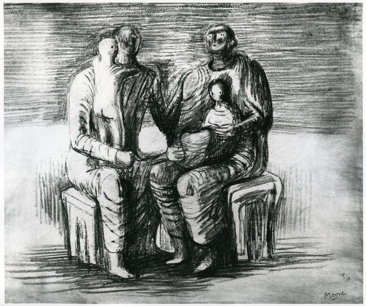 Henry Moore 'Family Group: Mother with Seated Child, Father with Standing Child' 1944