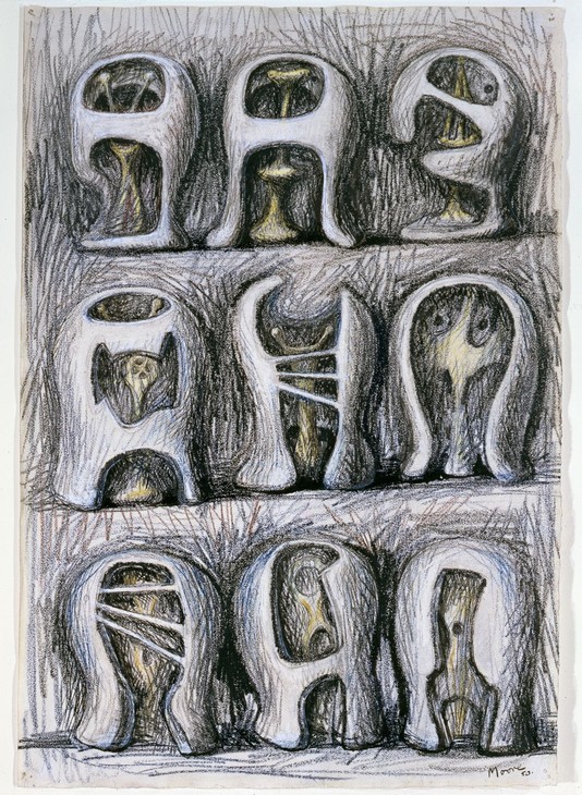 Henry Moore 'Nine Helmet Heads' 1948