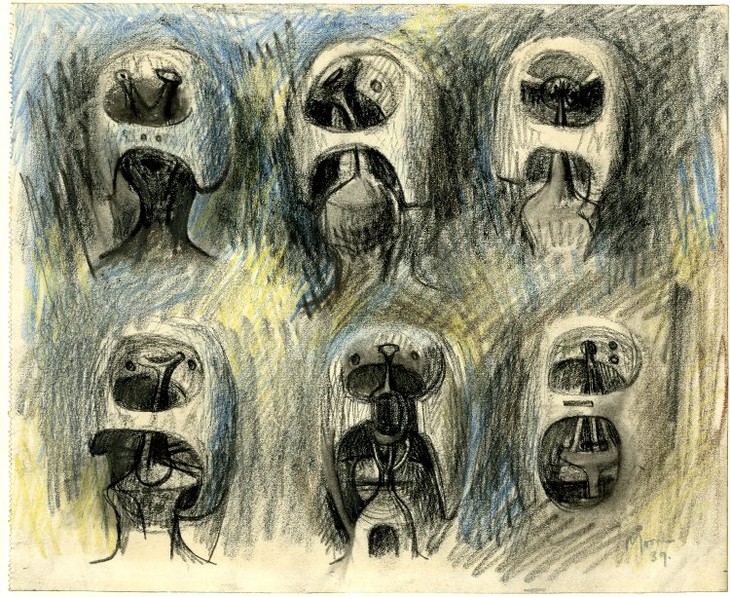 Henry Moore 'Drawing for Metal Sculpture: Heads' 1939
