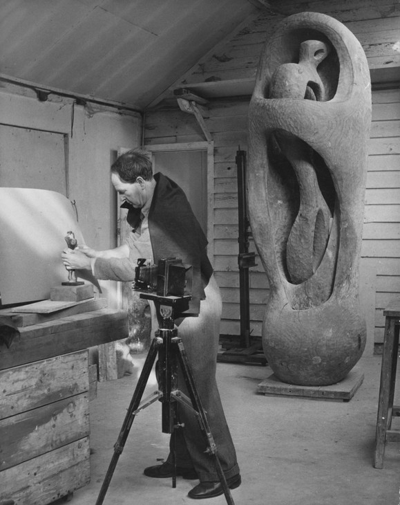 Henry Moore in his Top Studio 1953