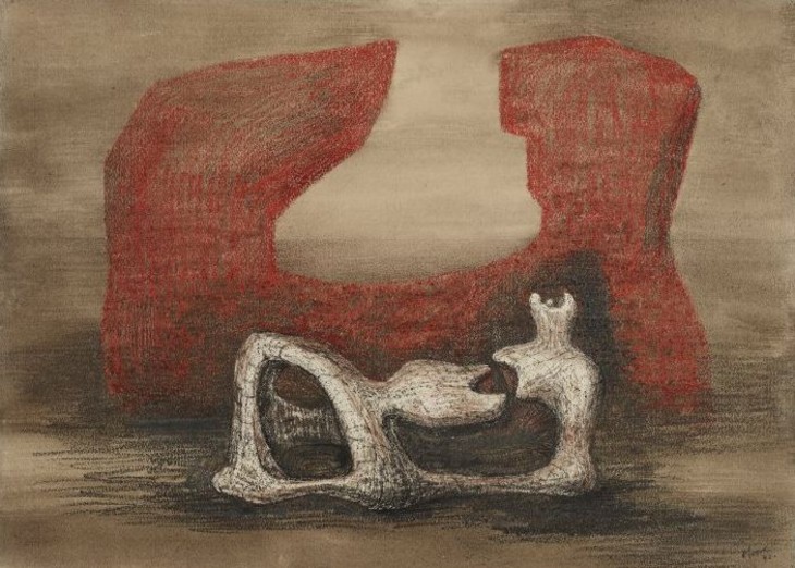 Henry Moore 'Reclining Figure and Red Rocks' 1942
