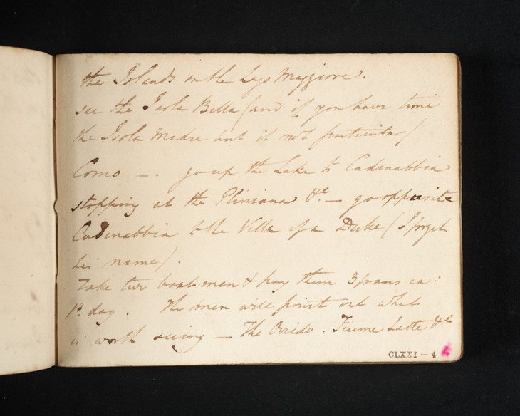 Joseph Mallord William Turner 'Notes by James Hakewill on Travelling in Italy' 1819