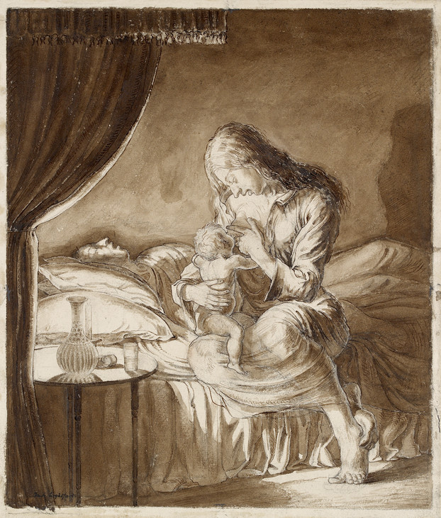Maxwell Gordon Lightfoot 'Night Scene: Woman Feeding her Child' c.1910