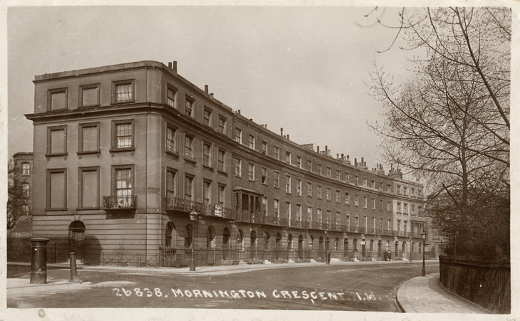 Mornington Crescent, northwest quadrant, including No.31 where Spencer Gore rented a room in 1909–12 c.1904
