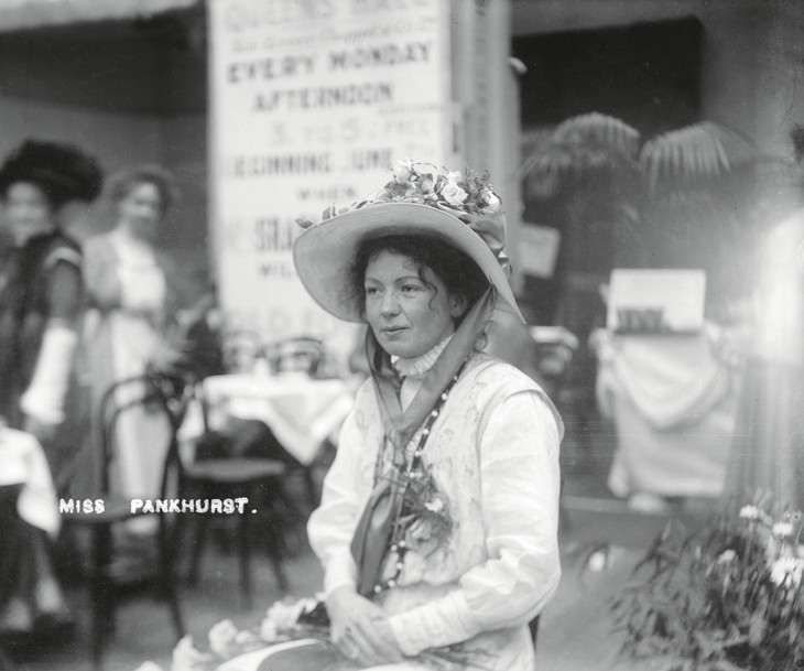Christina Broom 'Christabel Pankhurst at the International Suffragette Fair, Chelsea' 1912