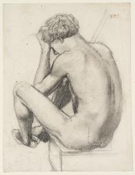 Study of a Seated Male Nude for ‘The Liberation of St Peter’ in the Church of St Michael and All Angels, Lyndhurst, Hampshire