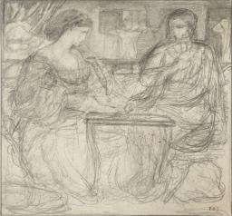 Sketch of Two Seated Figures for ?‘The Backgammon Players’