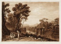Woman and Tambourine, engraved by Charles Turner, Joseph Mallord William Turner, 1807, Etching and mezzotint on paper