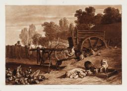 The Farm-yard with the Cock, engraved by Charles Turner, Joseph Mallord William Turner, 1809, Etching and mezzotint on paper