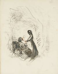 Nelly with Baby Hareton and Catherine Earnshaw. Verso: similar composition