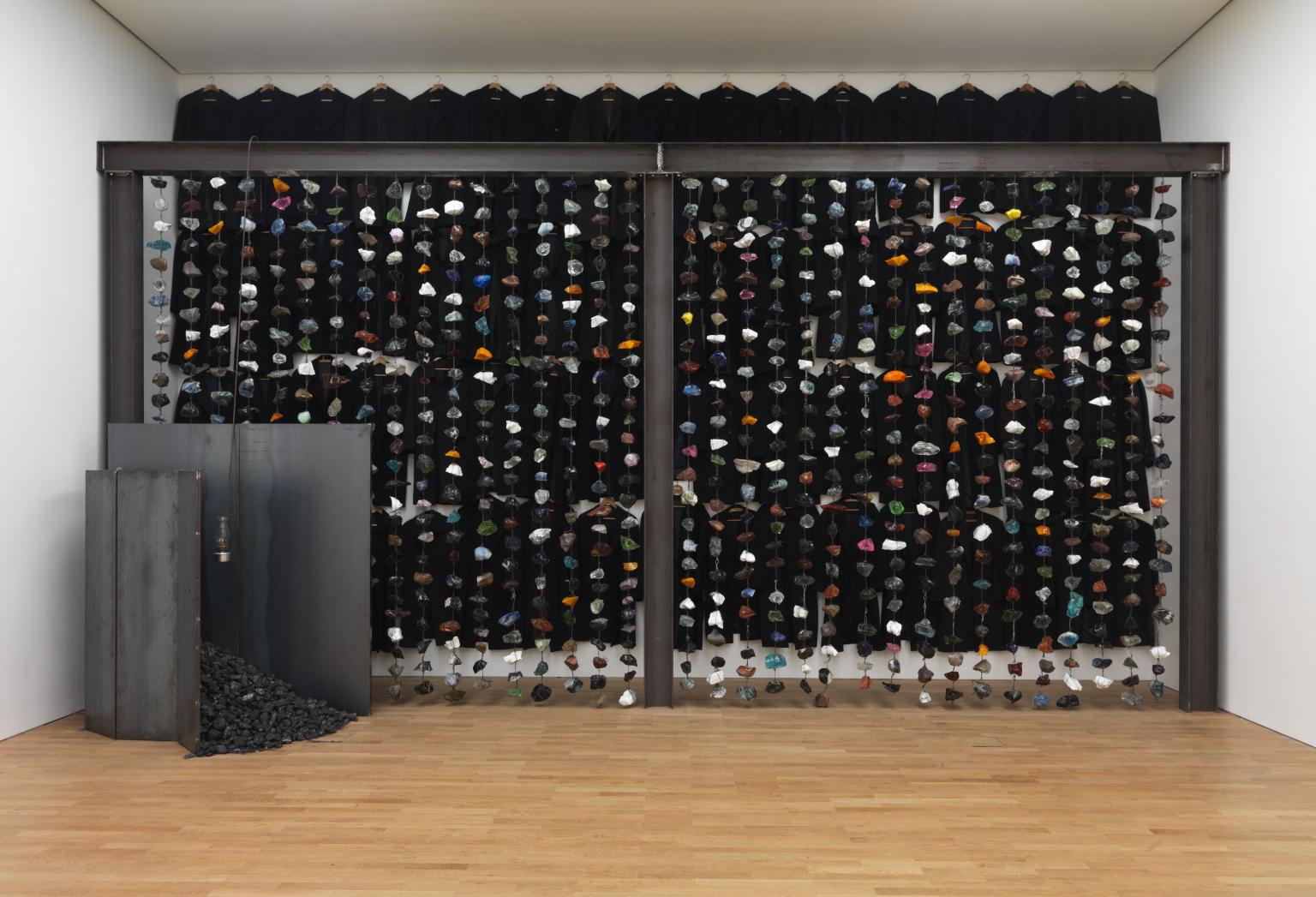 AR00070: Coal Sculpture with Wall of Coloured Glass