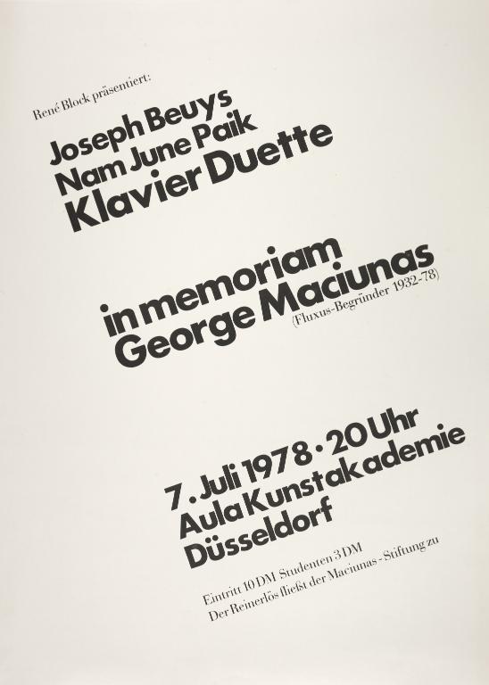 'Réne Block Presents: Joseph Beuys, Nam June Paik, Klavier Duette