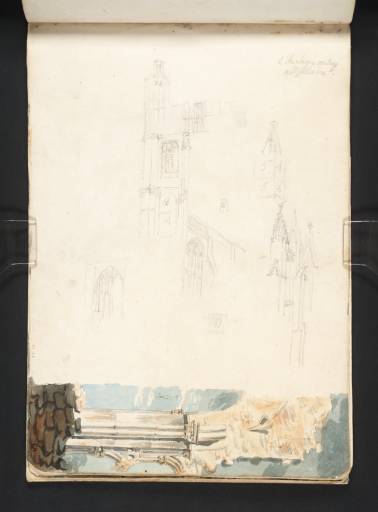 Joseph Mallord William Turner, ‘View of the Ruins of Malmesbury Abbey from the South-East; Studies of Architectural Details (Bath Abbey)’ 1791