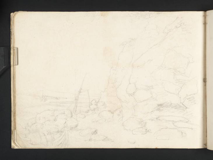 Joseph Mallord William Turner, ‘Rocks by the Severn, with Boats Drawn Up on the Beach’ 1791