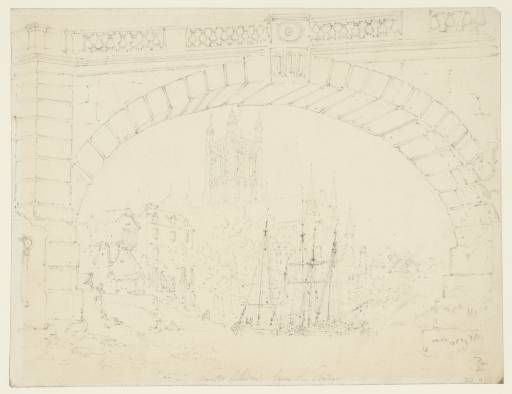 Joseph Mallord William Turner, ‘Worcester Cathedral Seen under an Arch of the Bridge’ ?1792