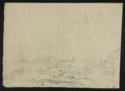 Joseph Mallord William Turner, ‘Dover: The Pier Seen from the Shore; Sailing Boats at Sea’ 1793